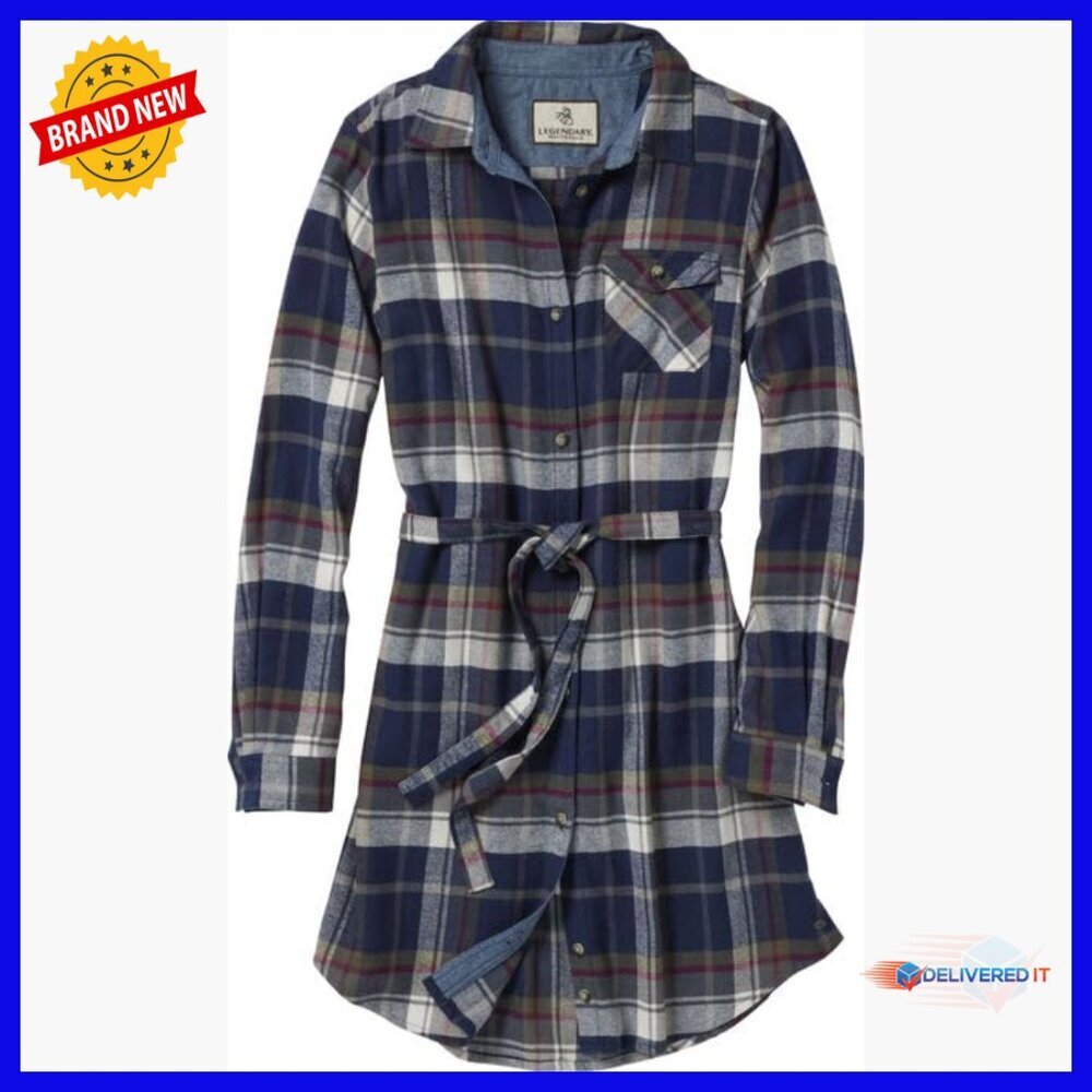 Long Sleeve Plaid Flannel Button Up Tunic Dress with Belt - Picture 4 of 6